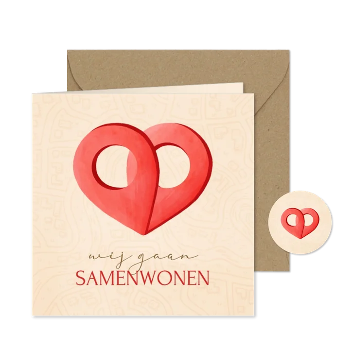 Verhuiskaart samenwonen locatie pin hart