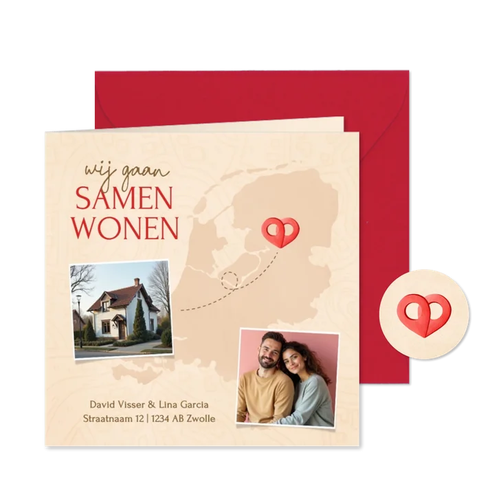 Verhuiskaart samenwonen nederland locatie pin hartje foto's
