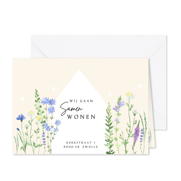 Verhuiskaart samenwonen veldbloemen