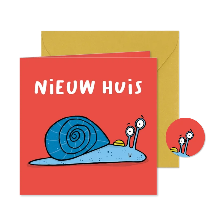 Verhuiskaart slak nieuw huis