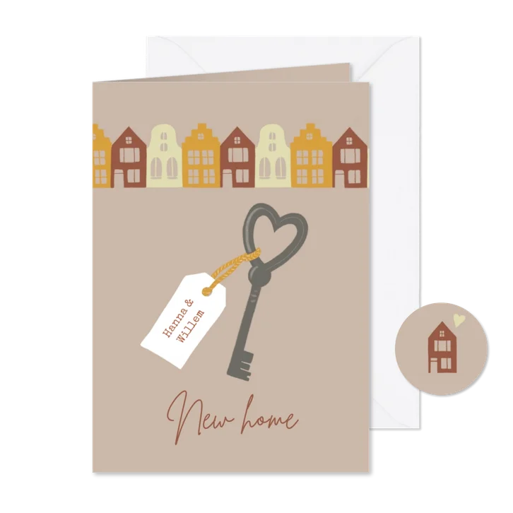 Verhuiskaart sleutel en huizen