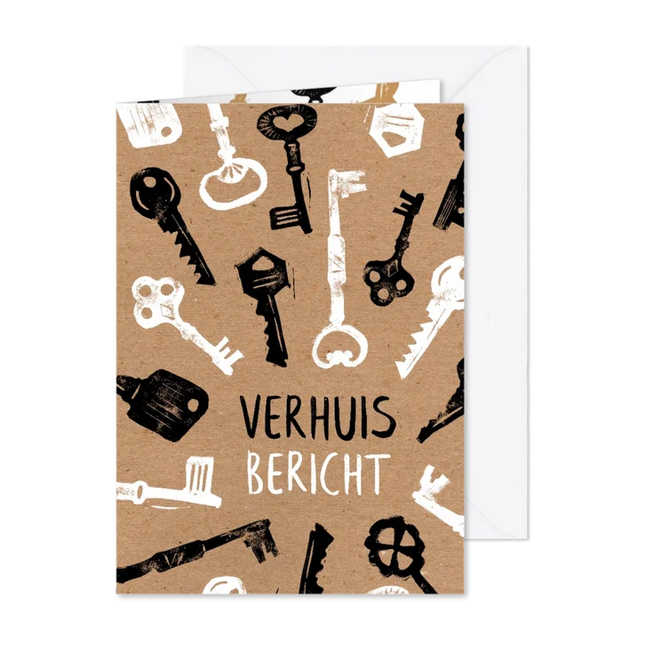 Verhuiskaart sleutel stempels