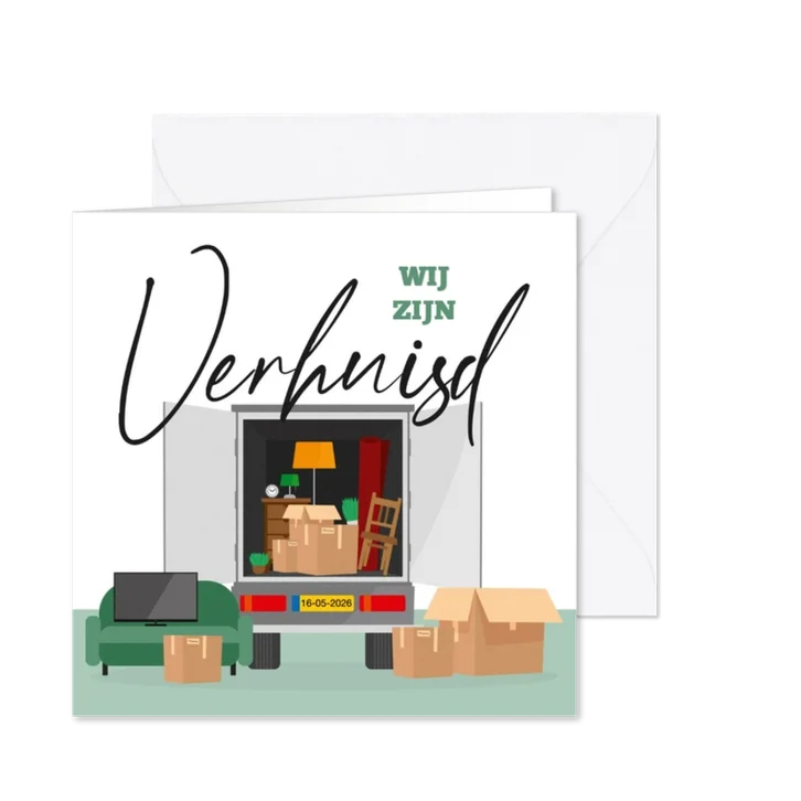 Verhuiskaart verhuiswagen verhuisd dozen spullen illustratie