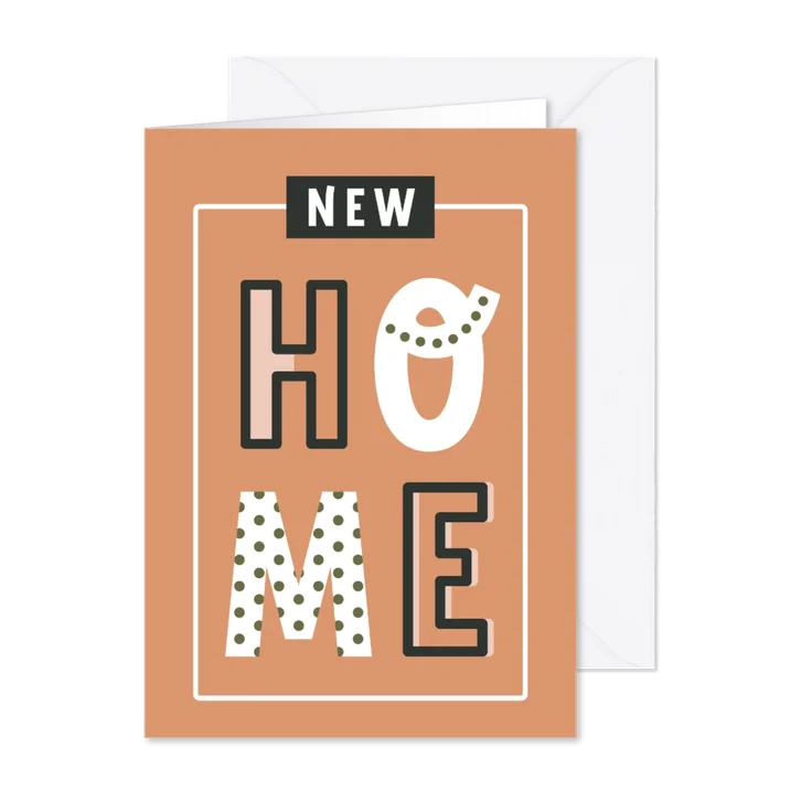 Verhuiskaart vrolijke letters New Home
