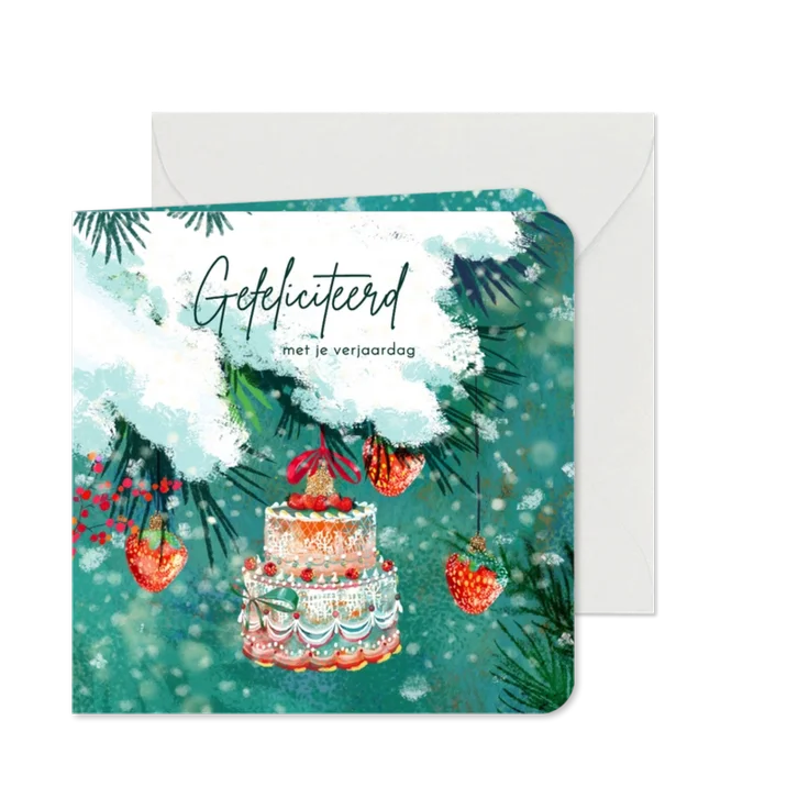 Verjaardag en Kerstkaart met een mooie taart ornament