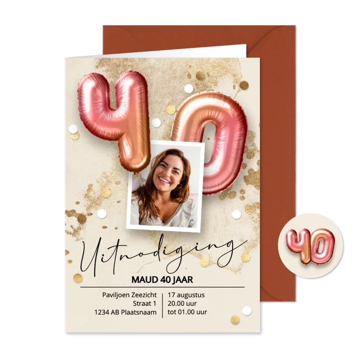 Verjaardag uitnodiging 40 jaar vrouw ballonnen