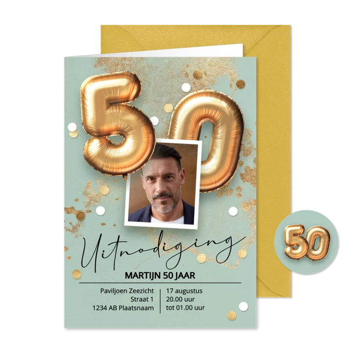 Verjaardag uitnodiging 50 jaar abraham ballonnen