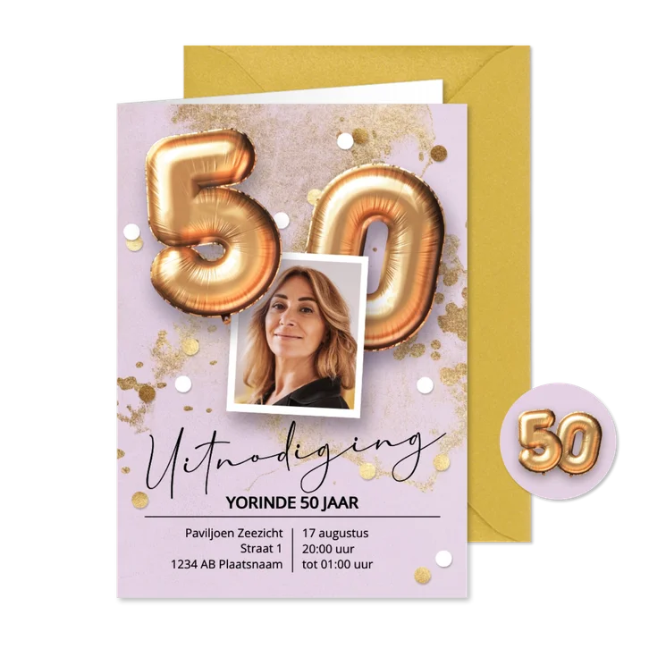 Verjaardag uitnodiging 50 jaar sarah ballonnen