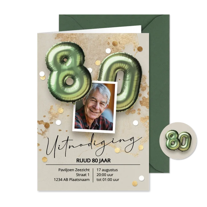 verjaardag uitnodiging 80 jaar ballonnen