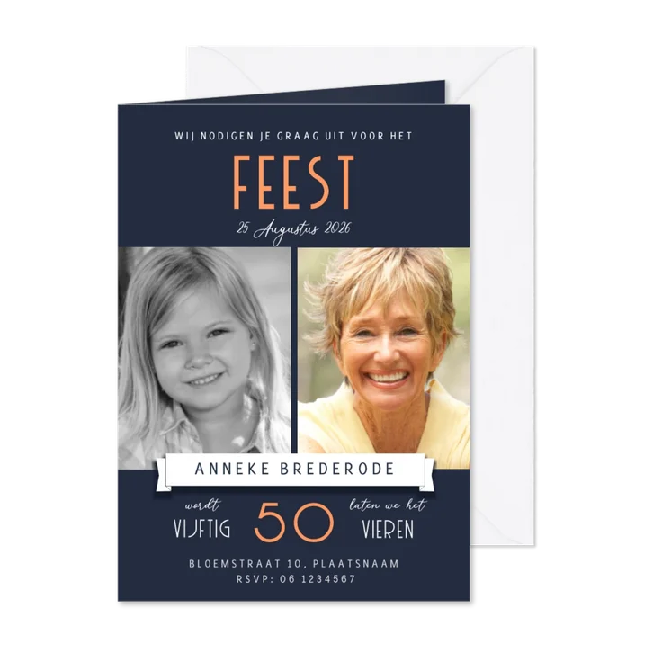 Verjaardagsfeest modern foto toen en nu 50 jaar