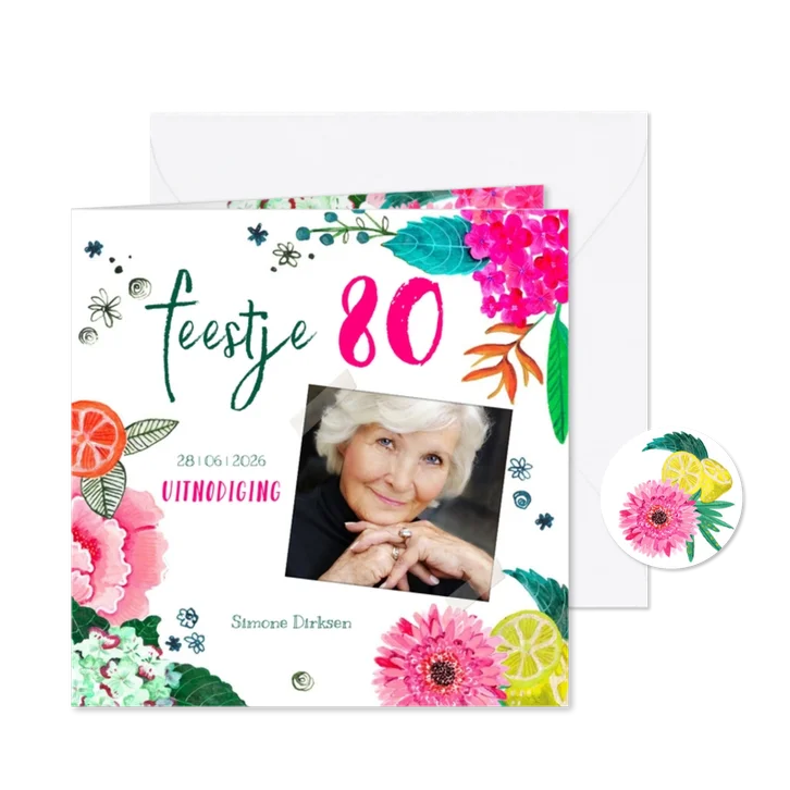 Verjaardagsfeestje botanisch bloemen fel roze