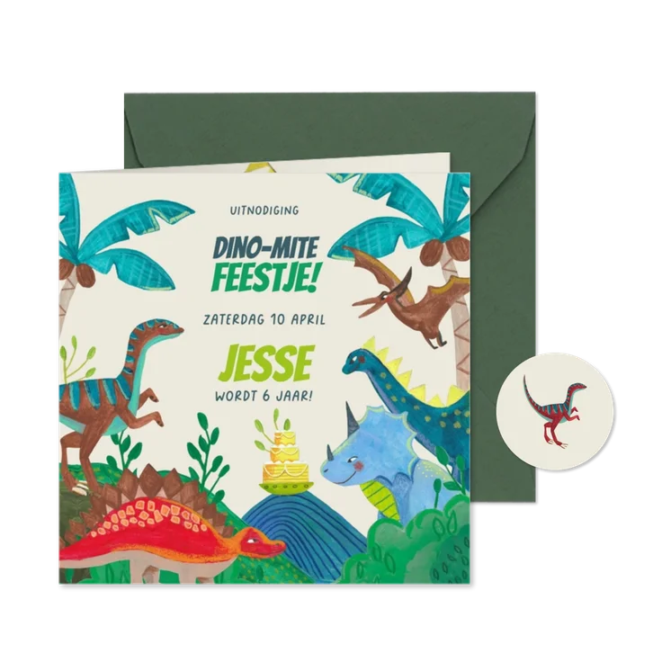 Verjaardagsfeestje dino-mite dinosaurus jungle stoer