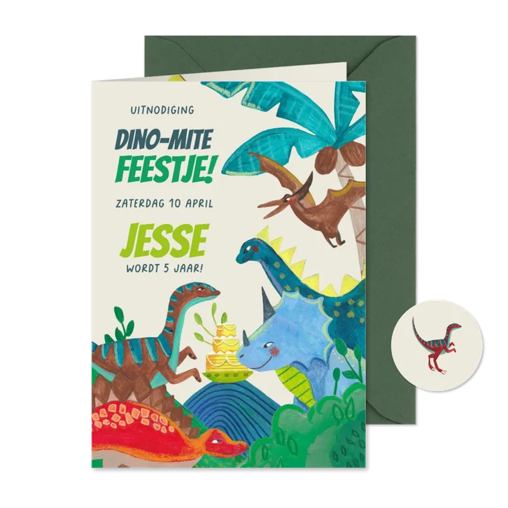 Verjaardagsfeestje dino-mite dinosaurus stoer jungle