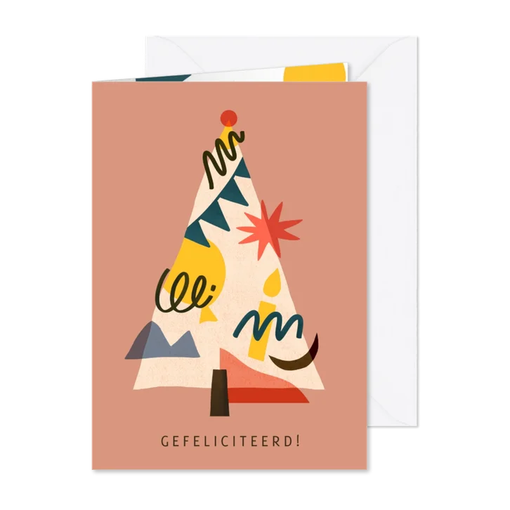 Verjaardagskaart feestelijke kerstboom