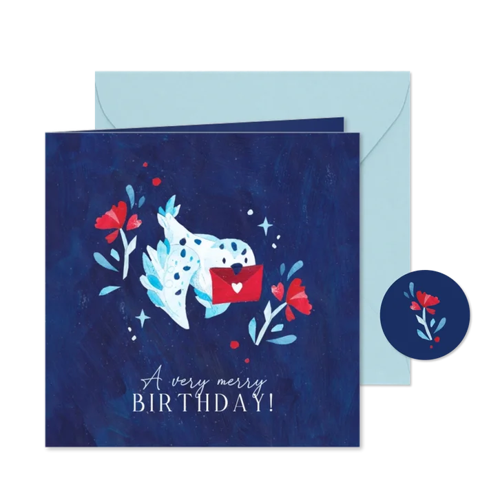 Verjaardagskaart kerst met uil en bloemen