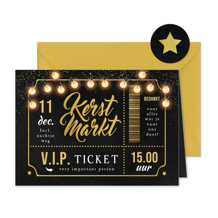 VIP ticket kerstmarkt goud lampjes