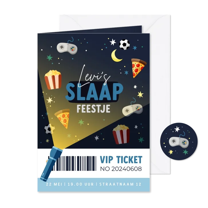 VIP ticket slaapfeestje games voetbal en sterren