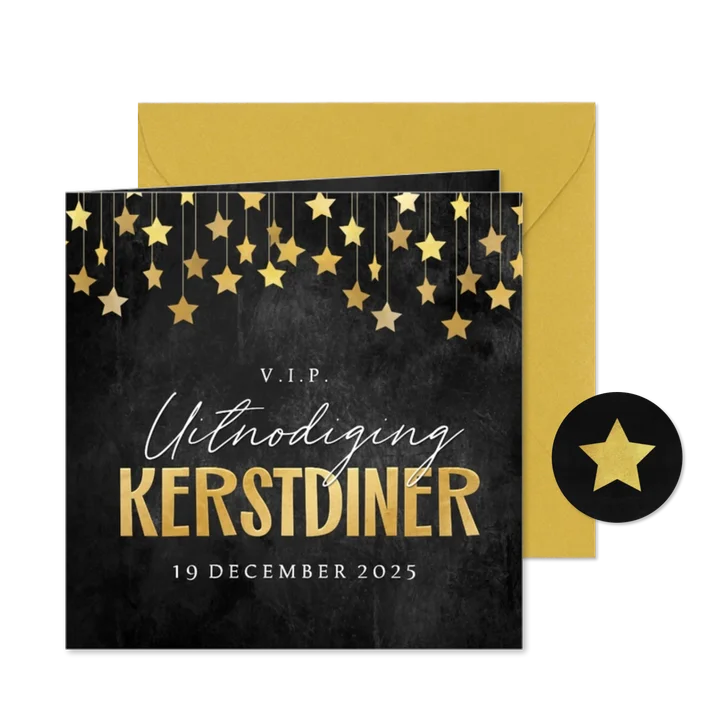 VIP uitnodigingskaart kerstdiner zakelijk sterren krijtbord