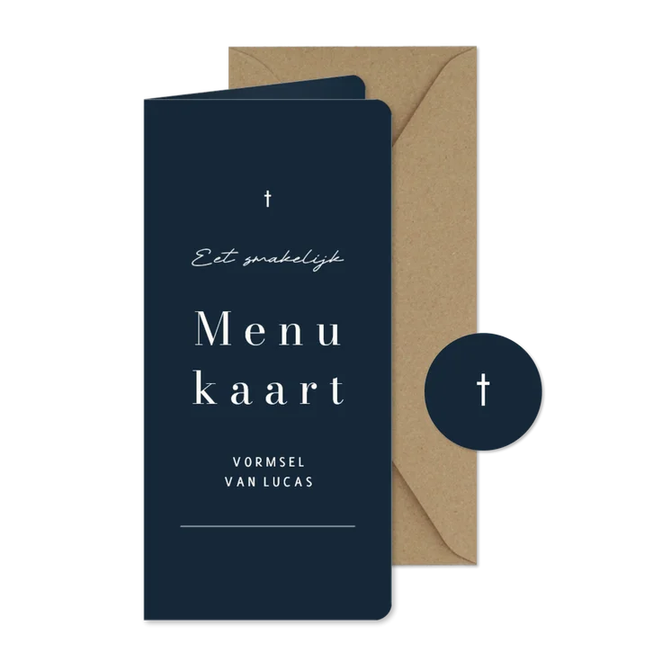 Vormsel stijlvolle menukaart donkerblauw met streep