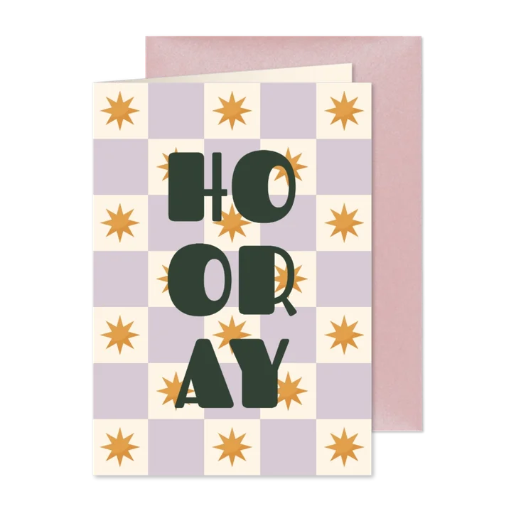 Vrolijke kerst verjaardagskaart hooray met sterren