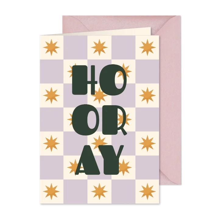 Vrolijke kerst verjaardagskaart hooray met sterren