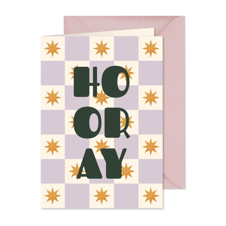 Vrolijke kerst verjaardagskaart hooray met sterren