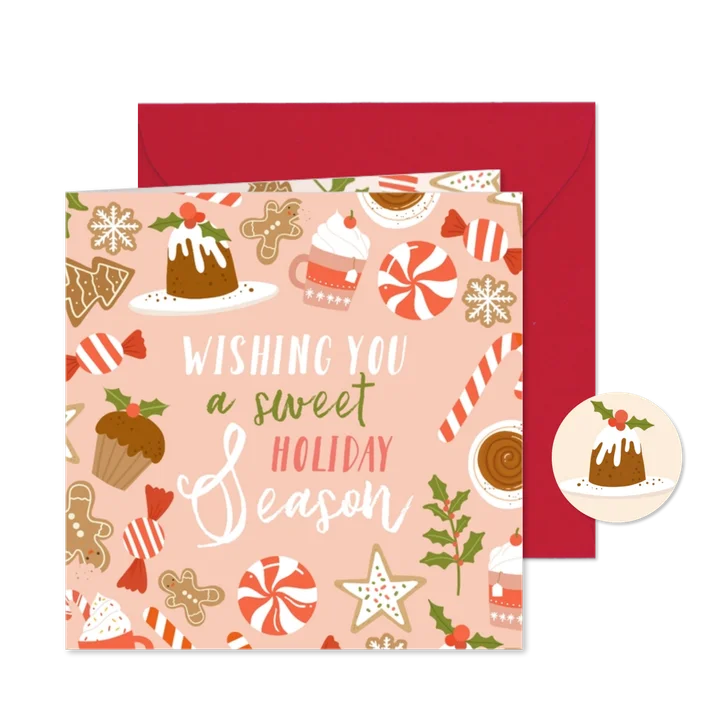 Vrolijke kerstkaart met zoetigheid
