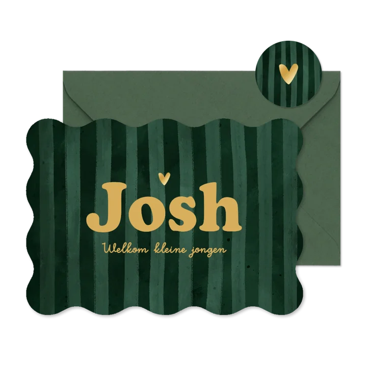 Wave vorm kaart geboortekaartje wave stoer gestreept goud