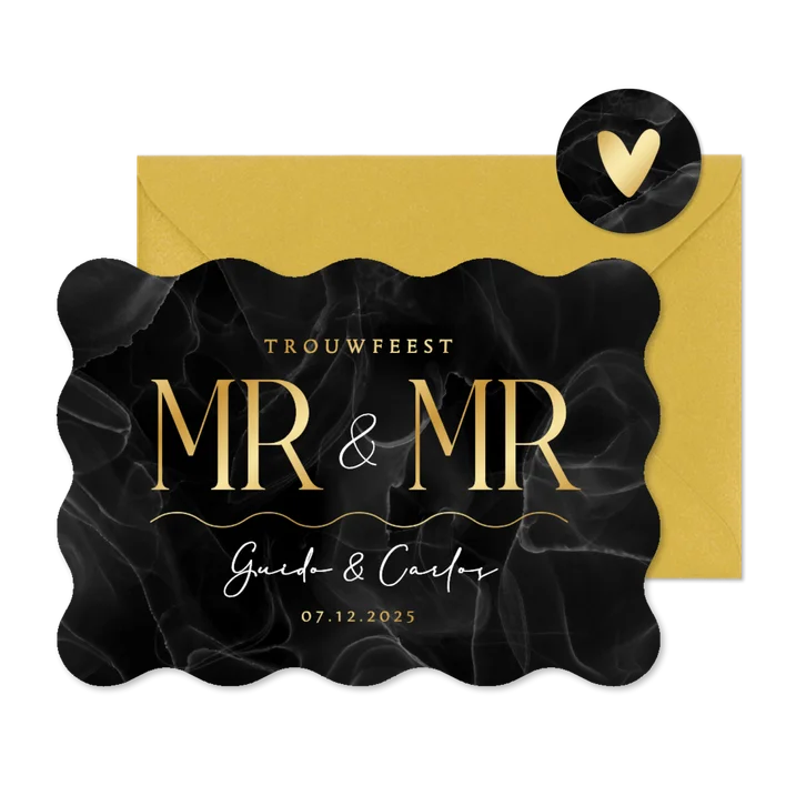 Wave vorm kaart mr. and mr. marmer zwart stijlvol goud