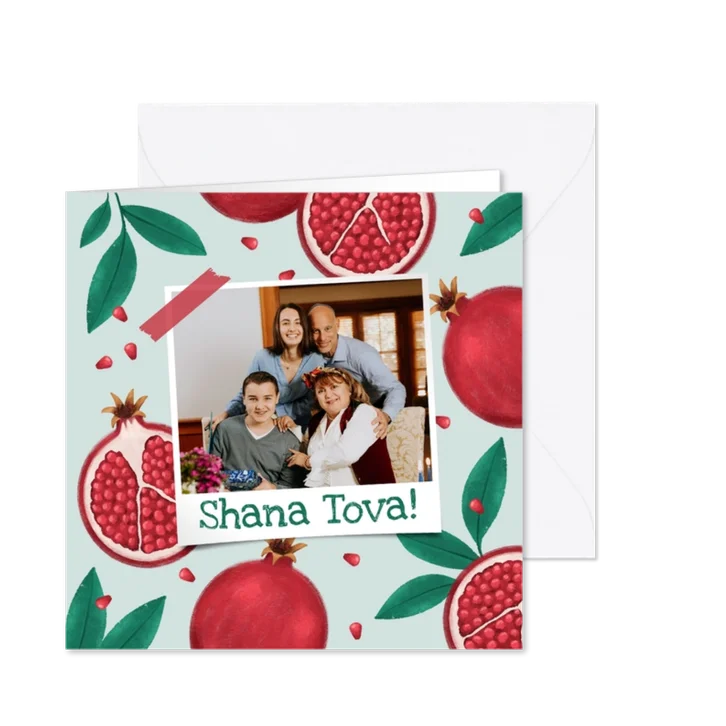 Wenskaart granaatappel illustratie Shana Tova foto