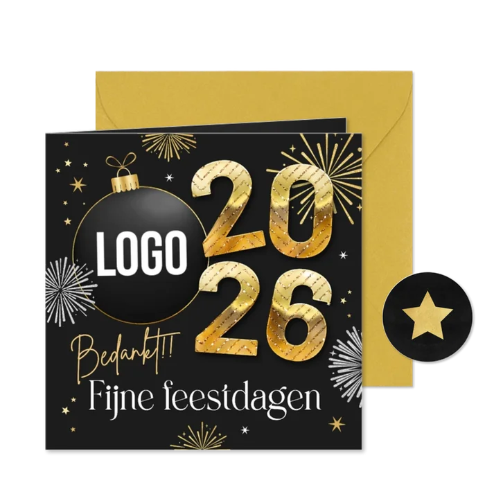 Zakelijk kerst nieuwjaar 2026 vuurwerk bedankt kerstbal