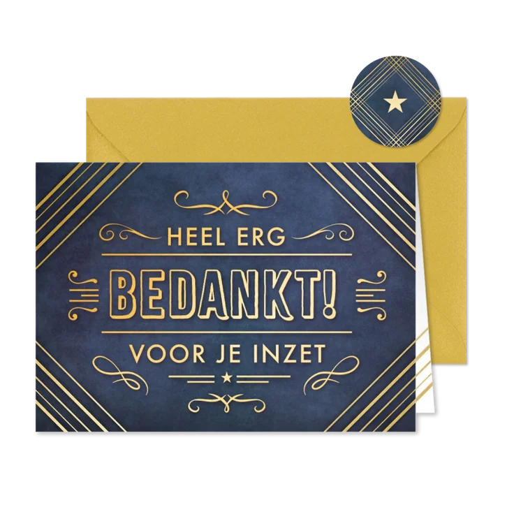 Zakelijke bedankt kaart medewerkers art deco stijl