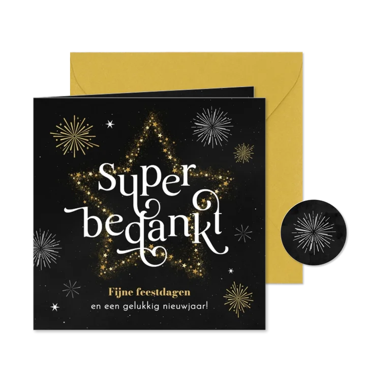 Zakelijke kerst en nieuwjaarskaart feestdagen super bedankt