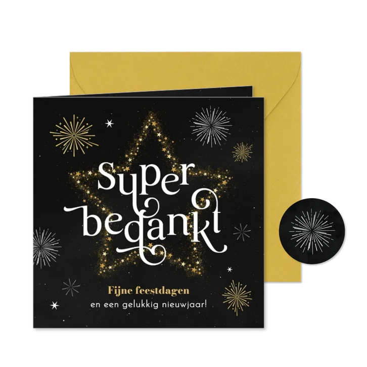 Zakelijke kerst en nieuwjaarskaart feestdagen super bedankt