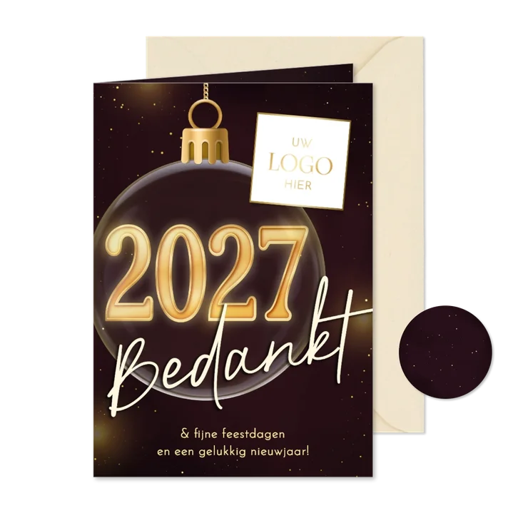 Zakelijke kerst paars kerstbal 2027 logo bedankt