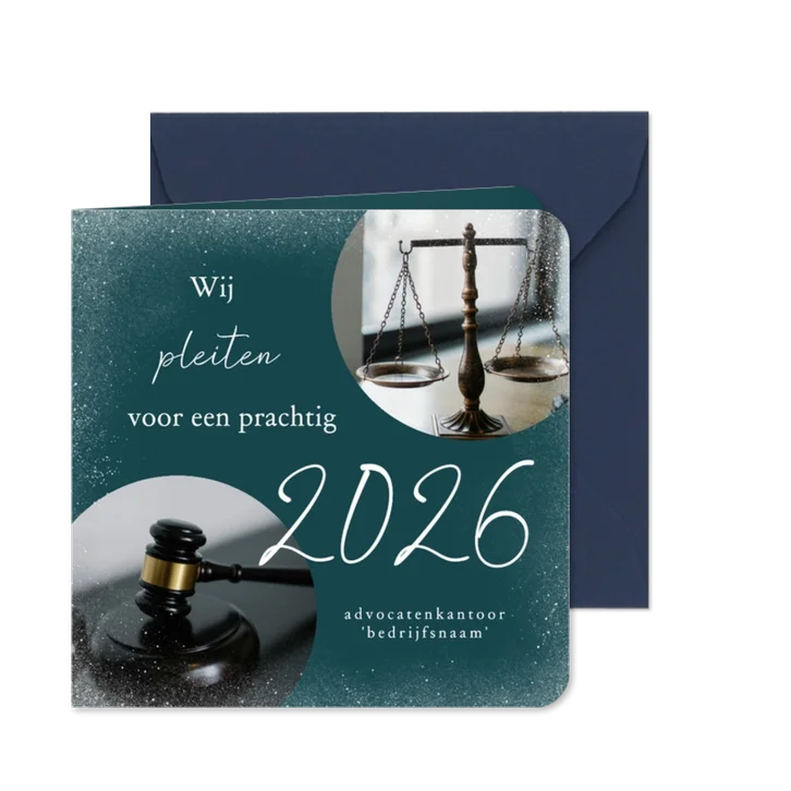Zakelijke kerstkaart advocatuur blauw sneeuw en 2027