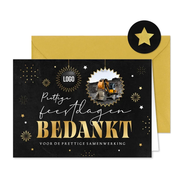 Zakelijke kerstkaart bedankt fijne feestdagen foto logo ster