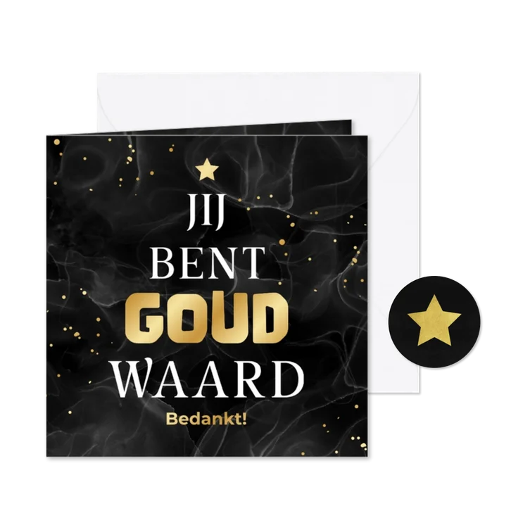 Zakelijke kerstkaart bedankt goud waard kerstboom marmer