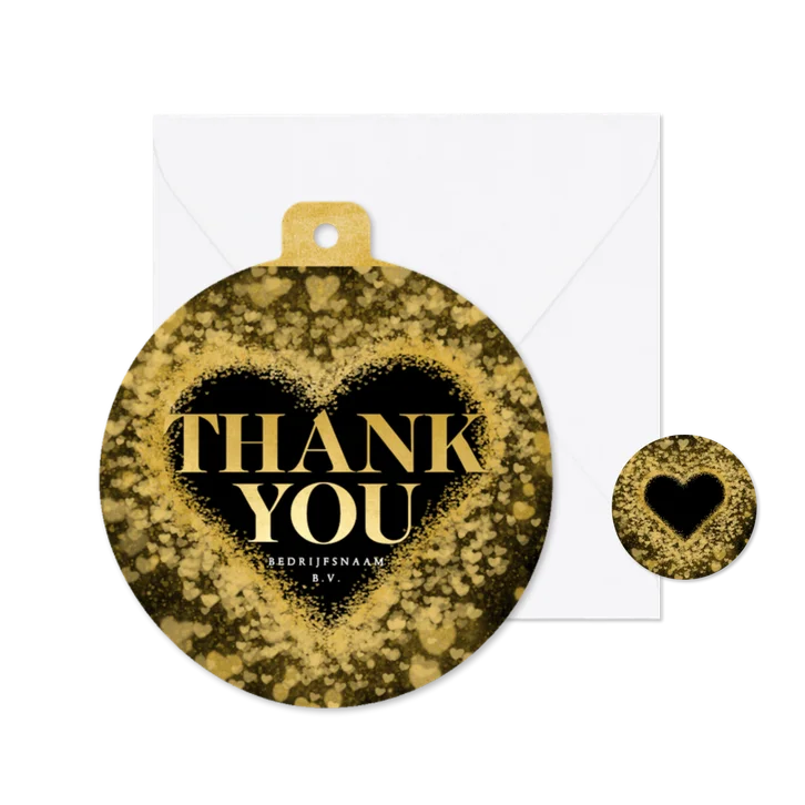 Zakelijke kerstkaart bedankt gouden glitter hart kerstbal