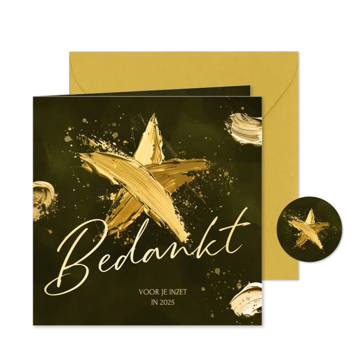 Zakelijke kerstkaart bedankt met geschilderde ster