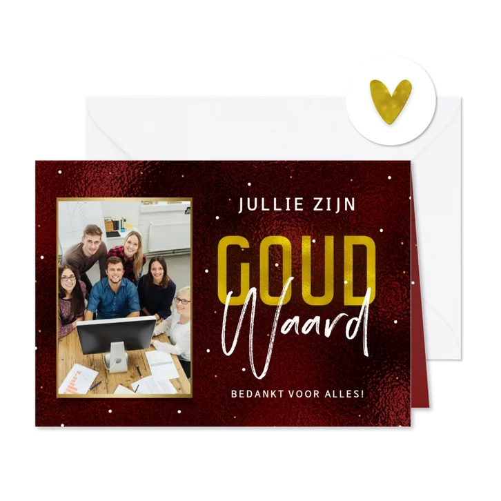Zakelijke kerstkaart bedankt voor alles goud rood foto