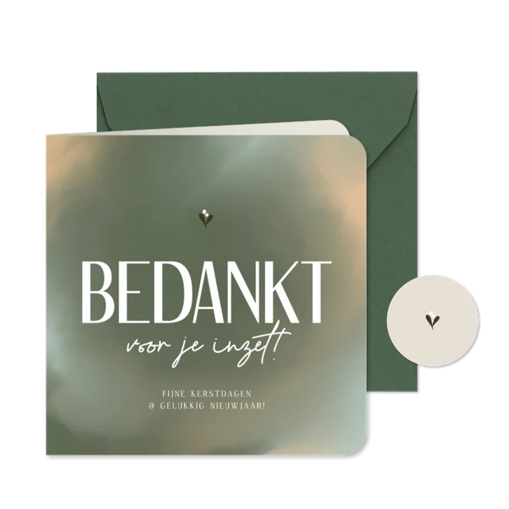Zakelijke kerstkaart bedankt voor je inzet groen en takje