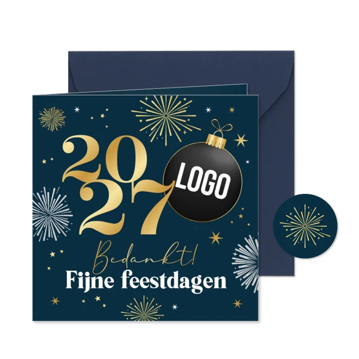 Zakelijke kerstkaart bedankt vuurwerk kerstbal sterren feest