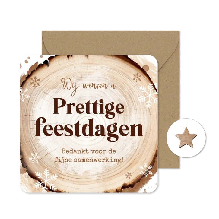 Zakelijke kerstkaart boomstam bouw bedankt natuurlijk