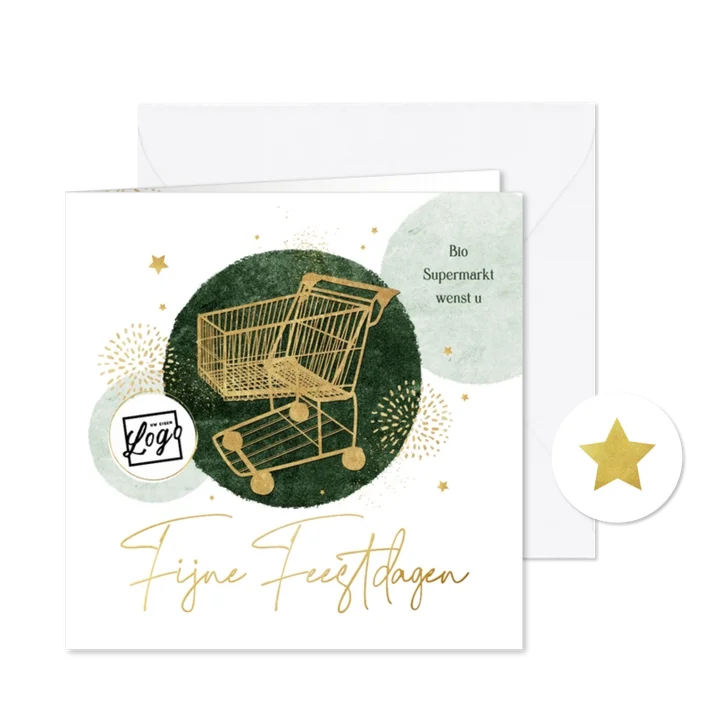 Zakelijke kerstkaart detailhandel supermarkt winkel bio