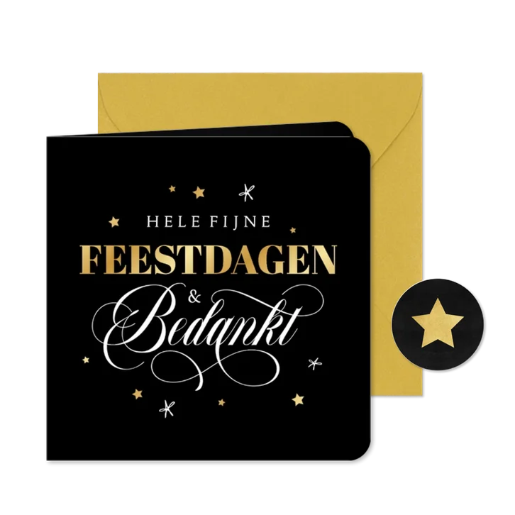 Zakelijke kerstkaart fijne feestdagen bedankt sterren