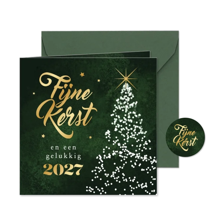 Zakelijke kerstkaart fijne kerst 2027 kerstboom bedankt