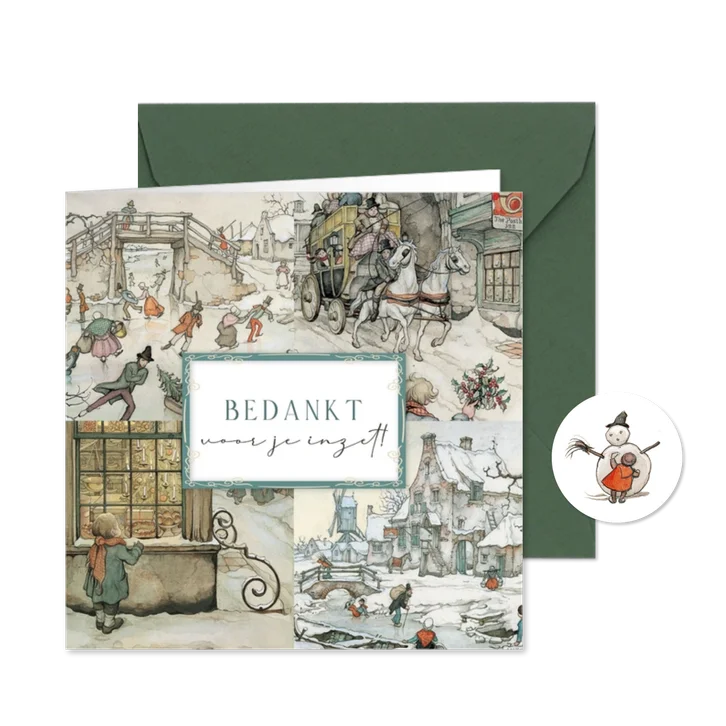 Zakelijke kerstkaart illustraties Anton Pieck met kader