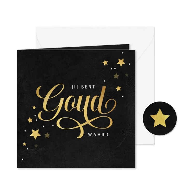 Zakelijke kerstkaart jij bent goud waard sterren medewerker