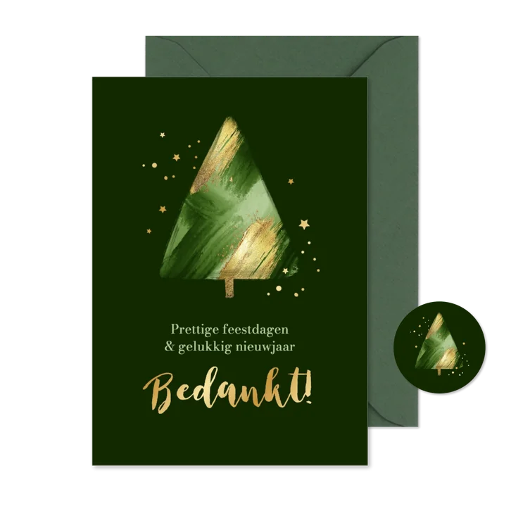 Zakelijke kerstkaart kerstboom verf abstract goud bedankt